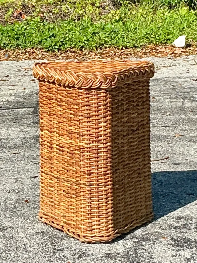 Vintage Coastal Braided Rattan Pedestal — additional photo 1