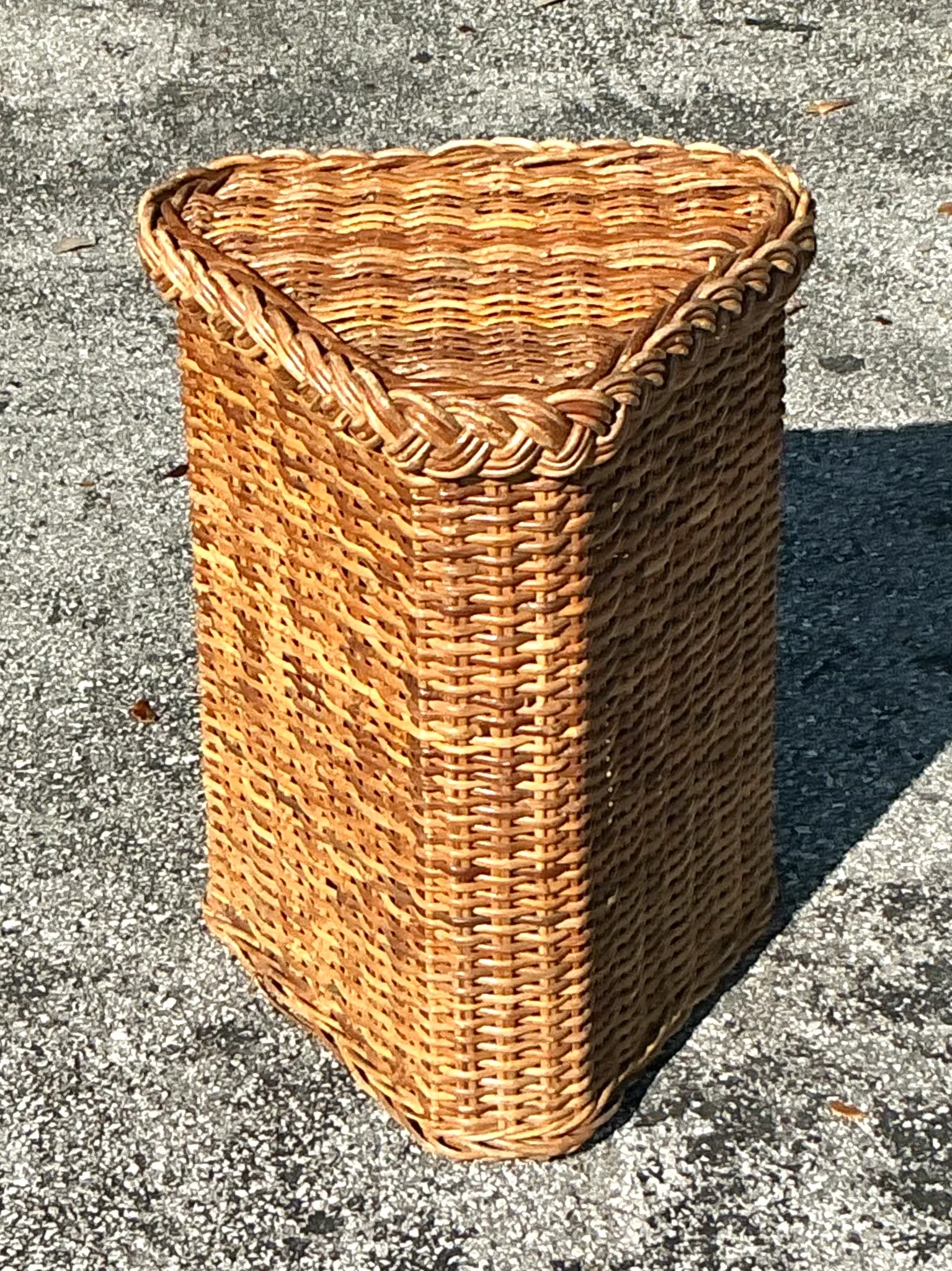 Vintage Coastal Braided Rattan Pedestal — additional photo 4