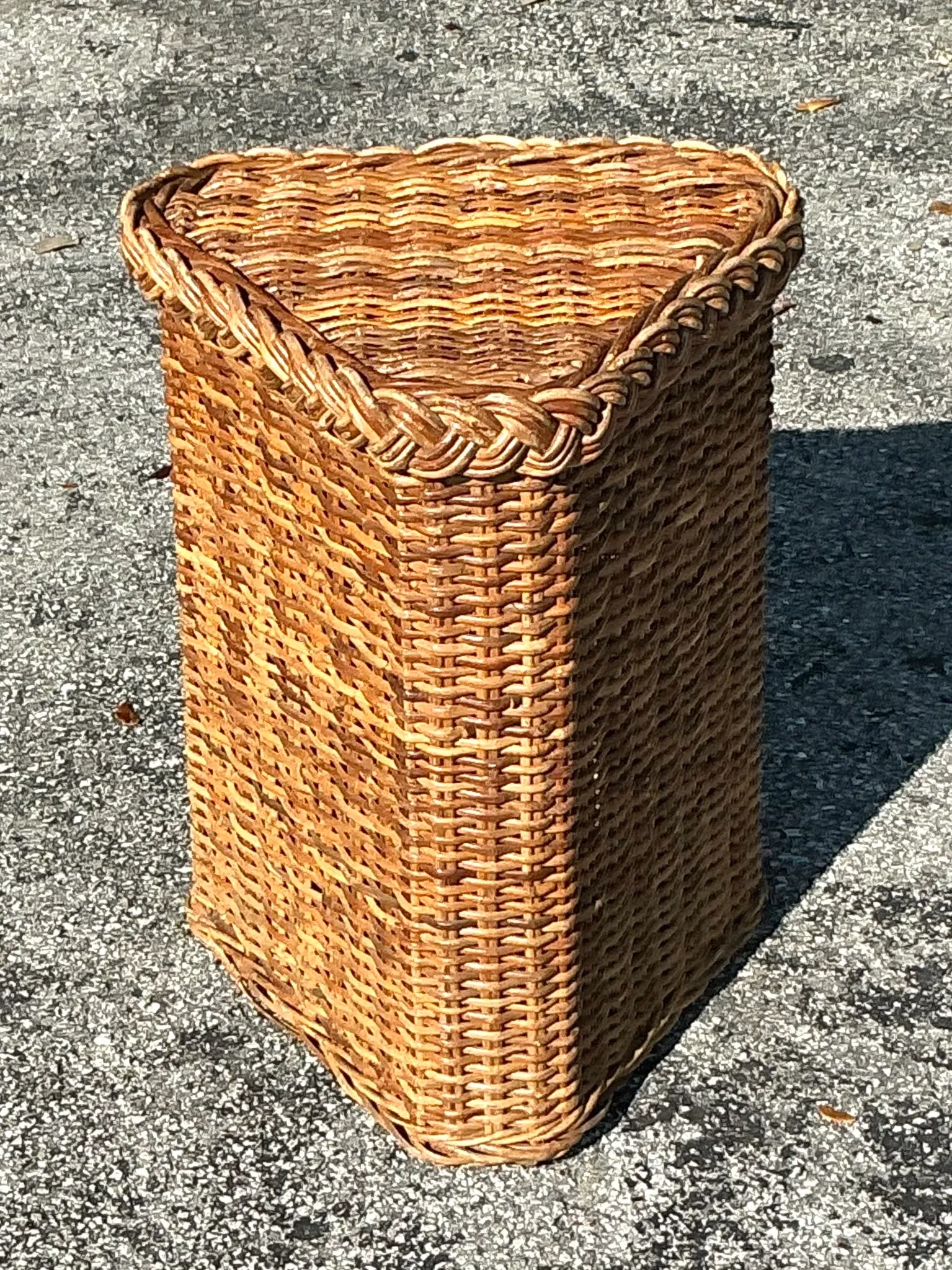 Vintage Coastal Braided Rattan Pedestal — additional photo 5