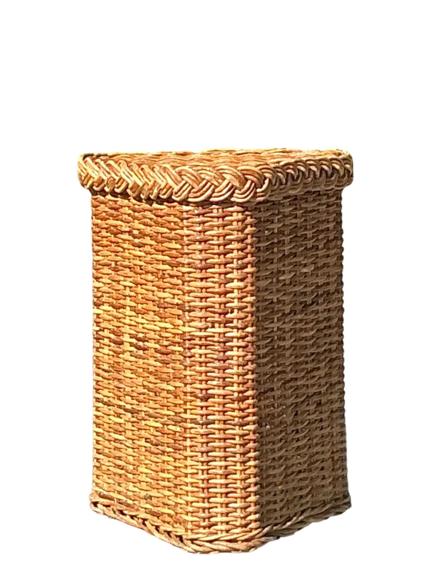 Vintage Coastal Braided Rattan Pedestal