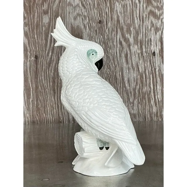 Vintage Regency Glazed Ceramic Cockatoo — additional photo 2