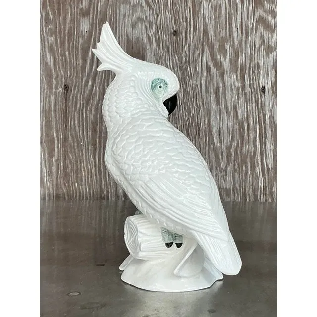 Vintage Regency Glazed Ceramic Cockatoo — additional photo 4