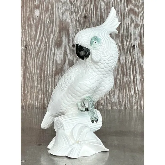 Vintage Regency Glazed Ceramic Cockatoo — additional photo 1