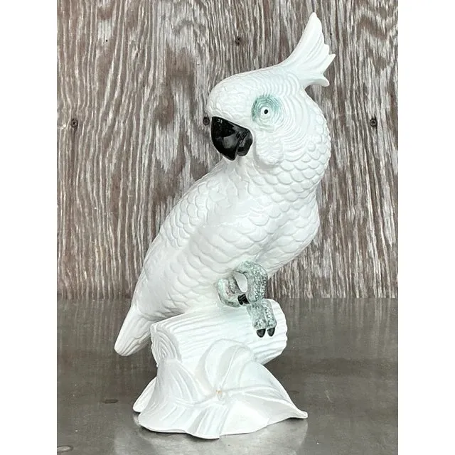 Vintage Regency Glazed Ceramic Cockatoo — additional photo 3
