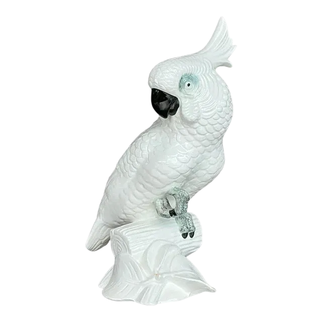 Vintage Regency Glazed Ceramic Cockatoo