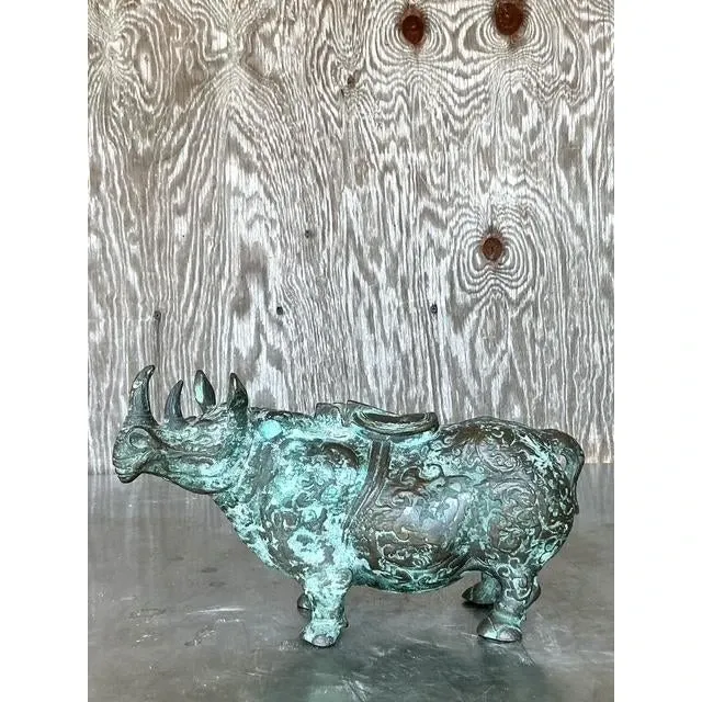 Vintage Asian Bronze Temple Rhino — additional photo 2