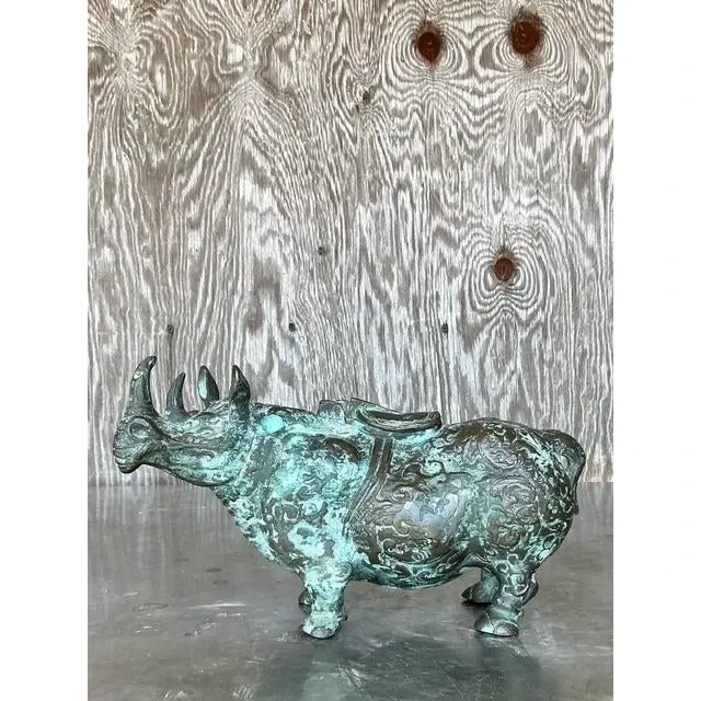 Vintage Asian Bronze Temple Rhino — additional photo 5