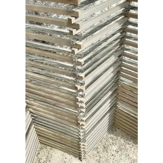 Vintage Boho Stacked Wood and Chrome Folding Screen — additional photo 6