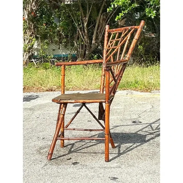 Vintage Distressed Tortoise Bamboo Chair — additional photo 3