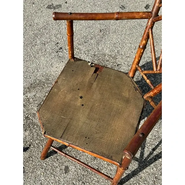 Vintage Distressed Tortoise Bamboo Chair — additional photo 5