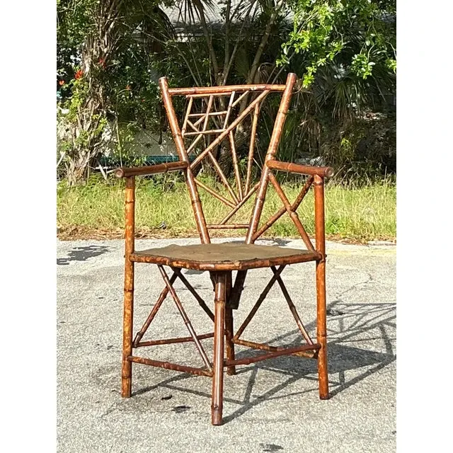 Vintage Distressed Tortoise Bamboo Chair — additional photo 6