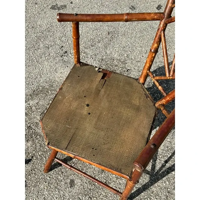 Vintage Distressed Tortoise Bamboo Chair — additional photo 8