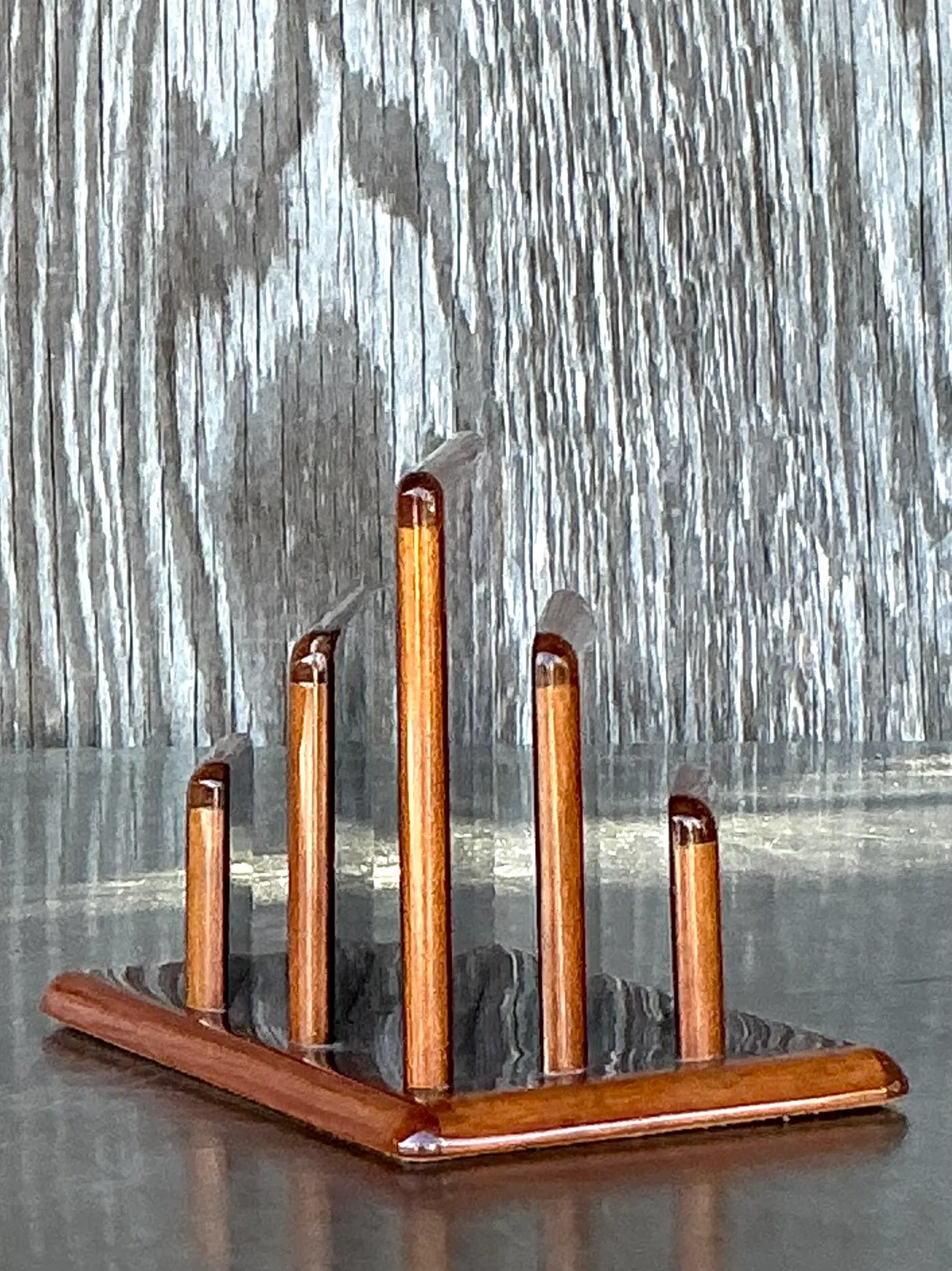 Vintage Boho Hermes Burl Walnut Logo Letter Holder  — additional photo 4