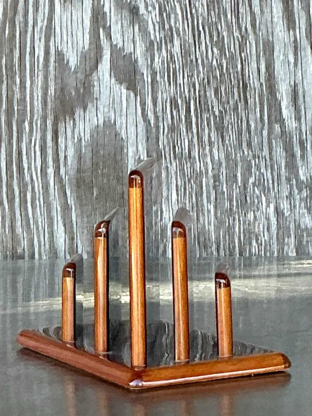 Vintage Boho Hermes Burl Walnut Logo Letter Holder — additional photo 5