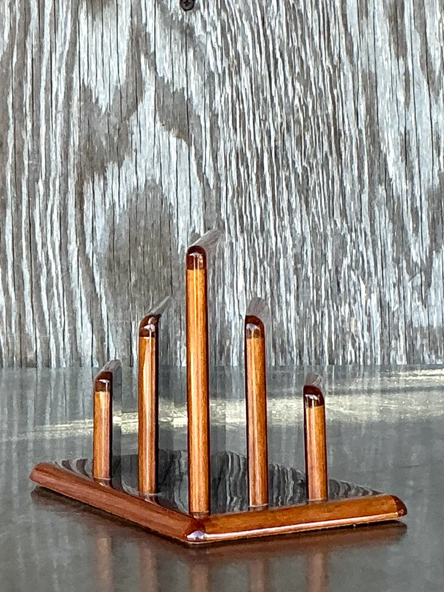 Vintage Boho Hermes Burl Walnut Logo Letter Holder  — additional photo 6