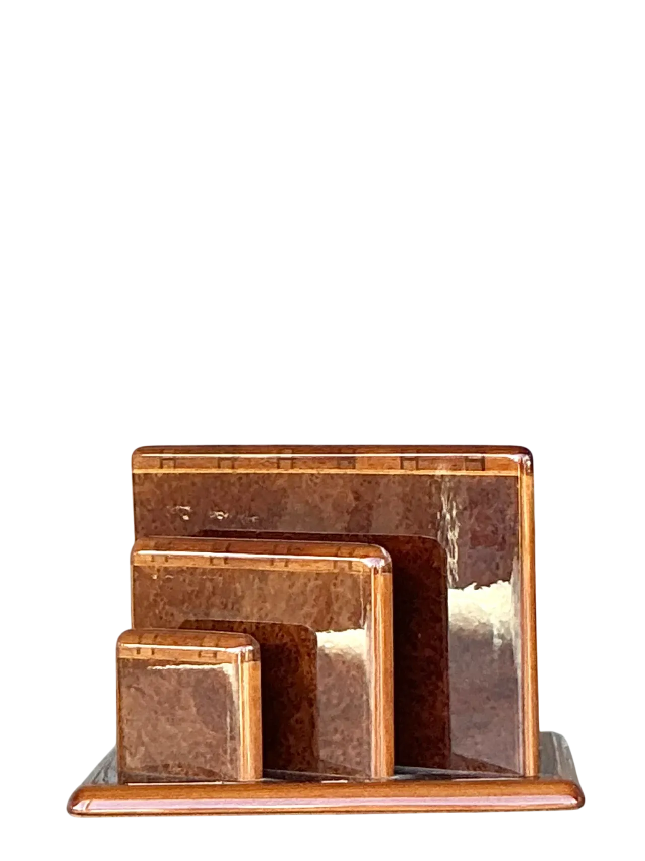 Vintage Boho Hermes Burl Walnut Logo Letter Holder