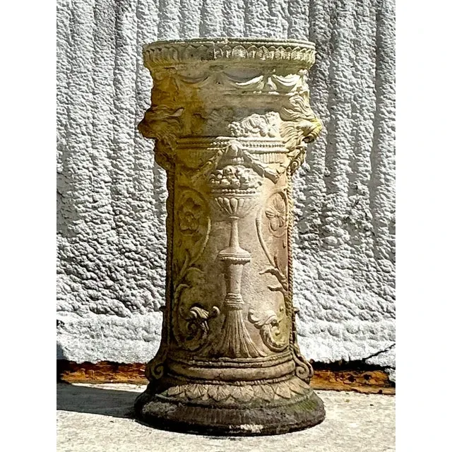 Vintage Regency Cast Cement Swag Pedestal — additional photo 3
