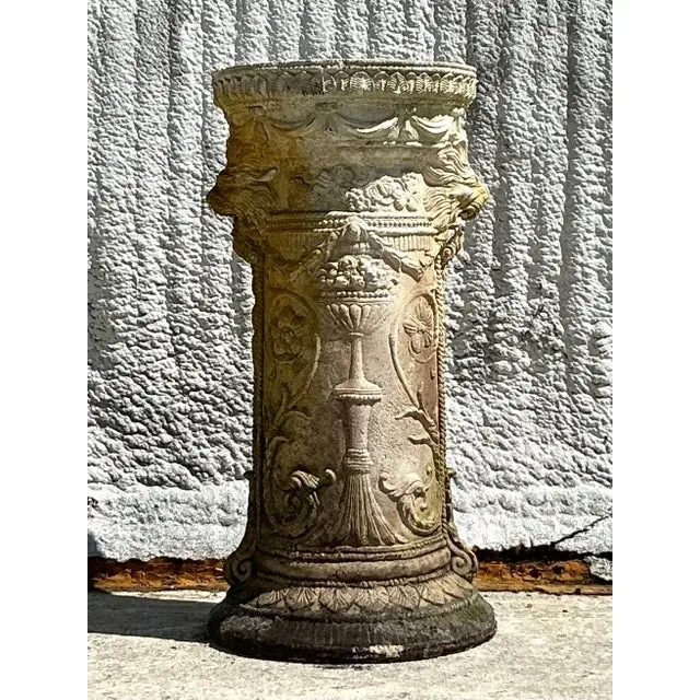 Vintage Regency Cast Cement Swag Pedestal — additional photo 1