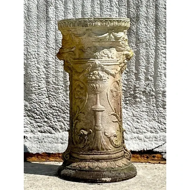 Vintage Regency Cast Cement Swag Pedestal — additional photo 2