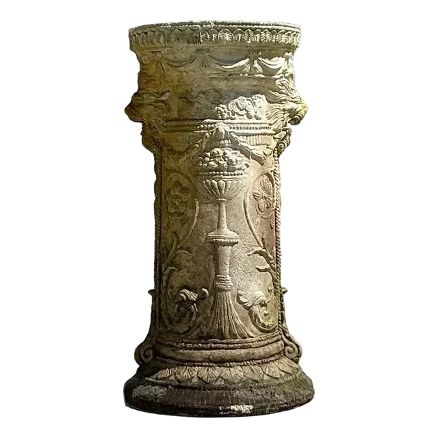 Vintage Regency Cast Cement Swag Pedestal