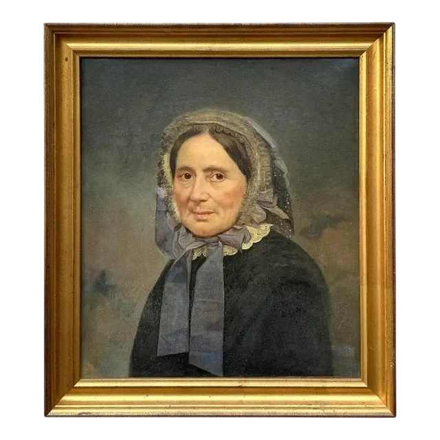 Vintage Boho Original Oil Portrait on Canvas - Wood, 20.5W x 23H
