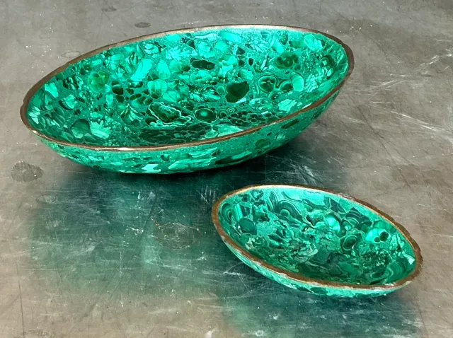 Vintage Boho Malachite Bowls- a Pair — additional photo 2