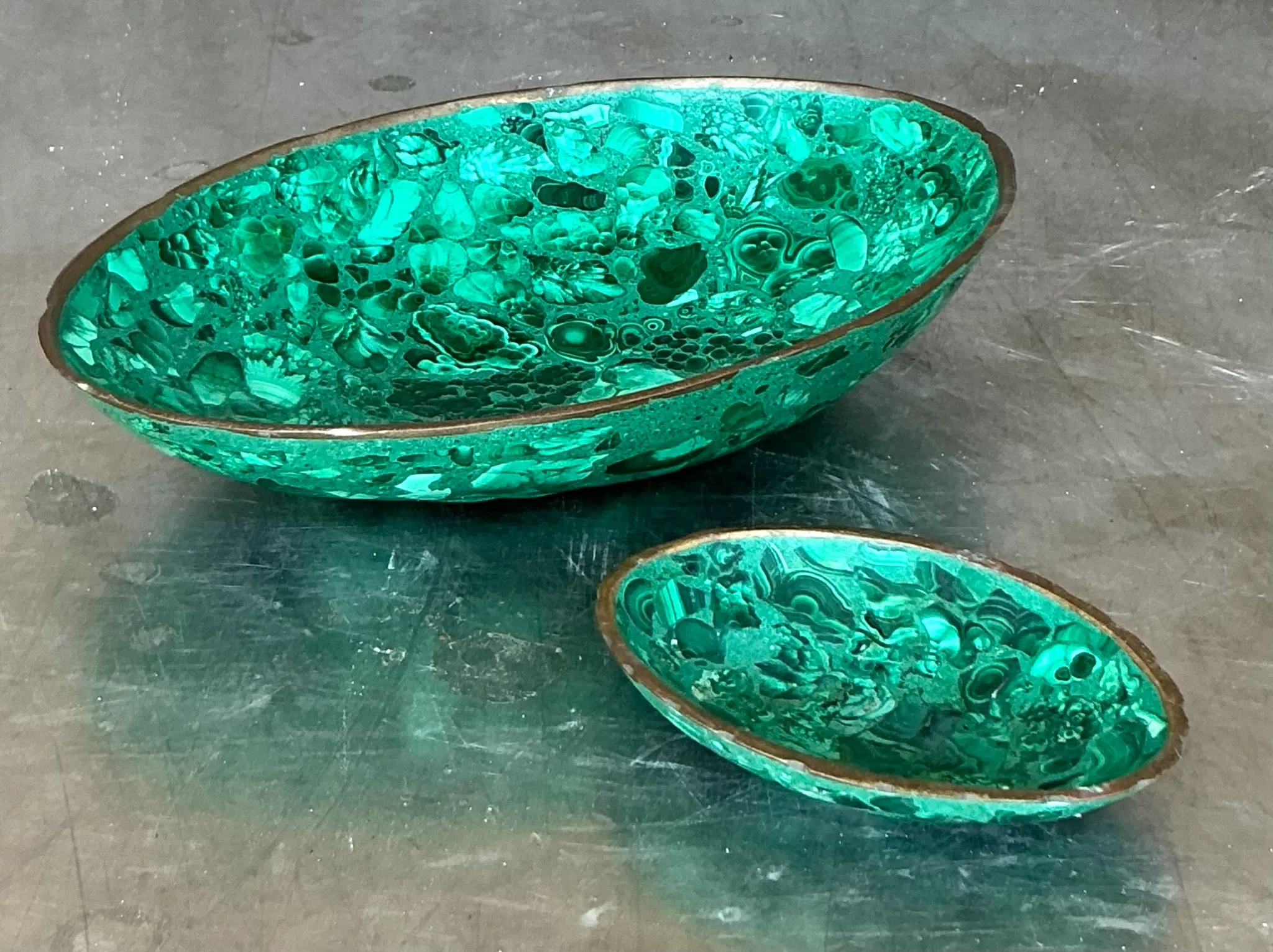 Vintage Boho Malachite Bowls- a Pair — additional photo 1