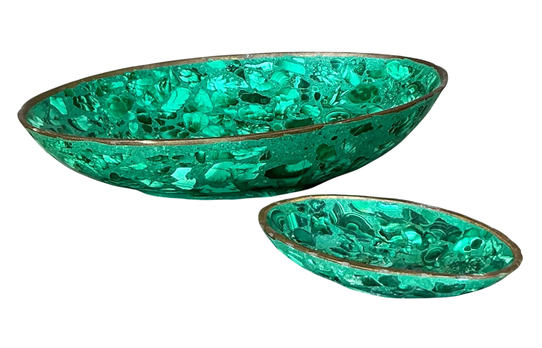Vintage Boho Malachite Bowls- a Pair
