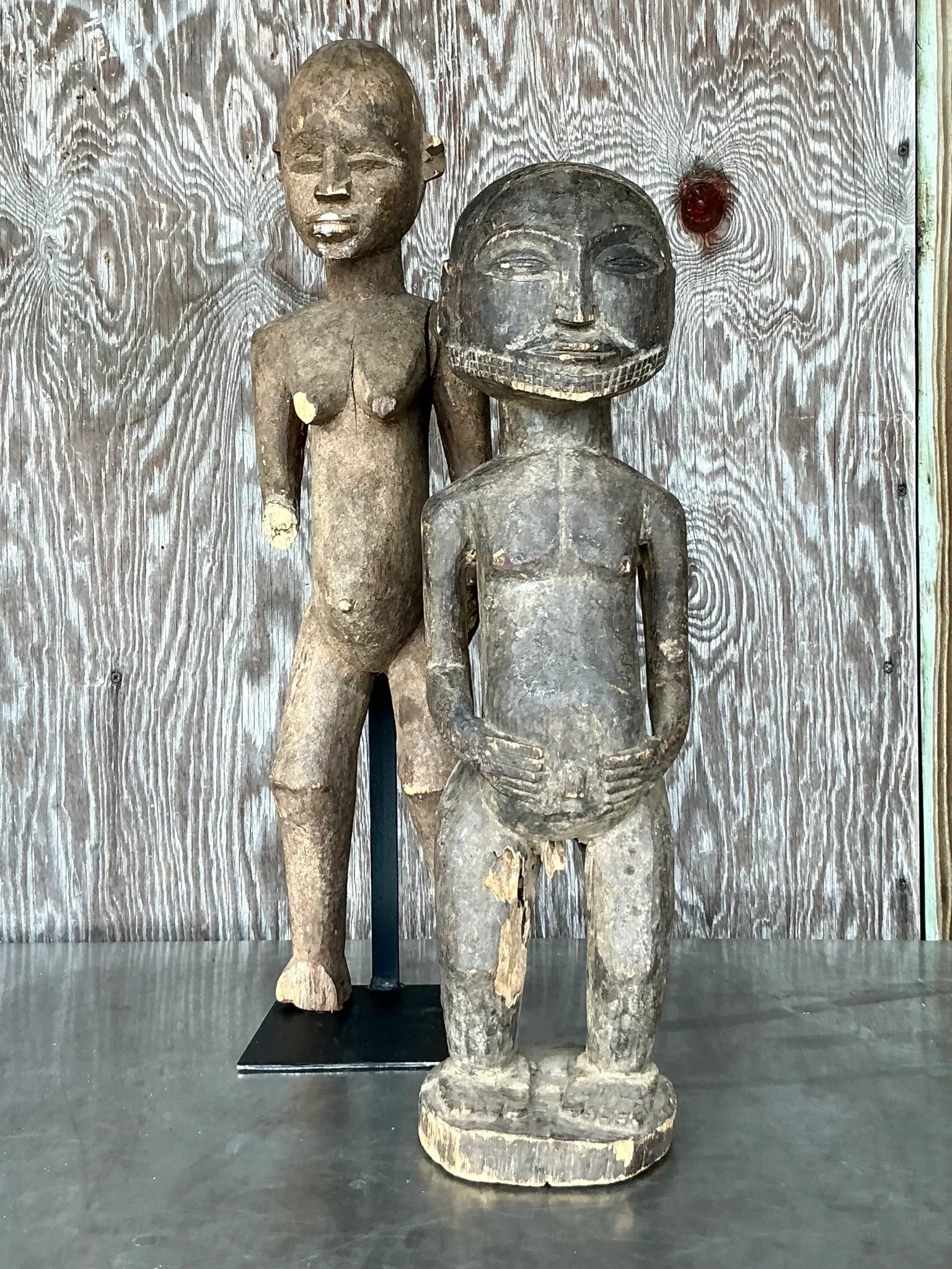 Vintage Boho Tribal African Carved Figures - Set Of 2 — additional photo 3