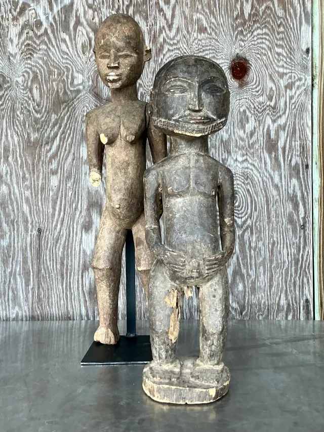 Vintage Boho Tribal African Carved Figures - Set Of 2 — additional photo 3