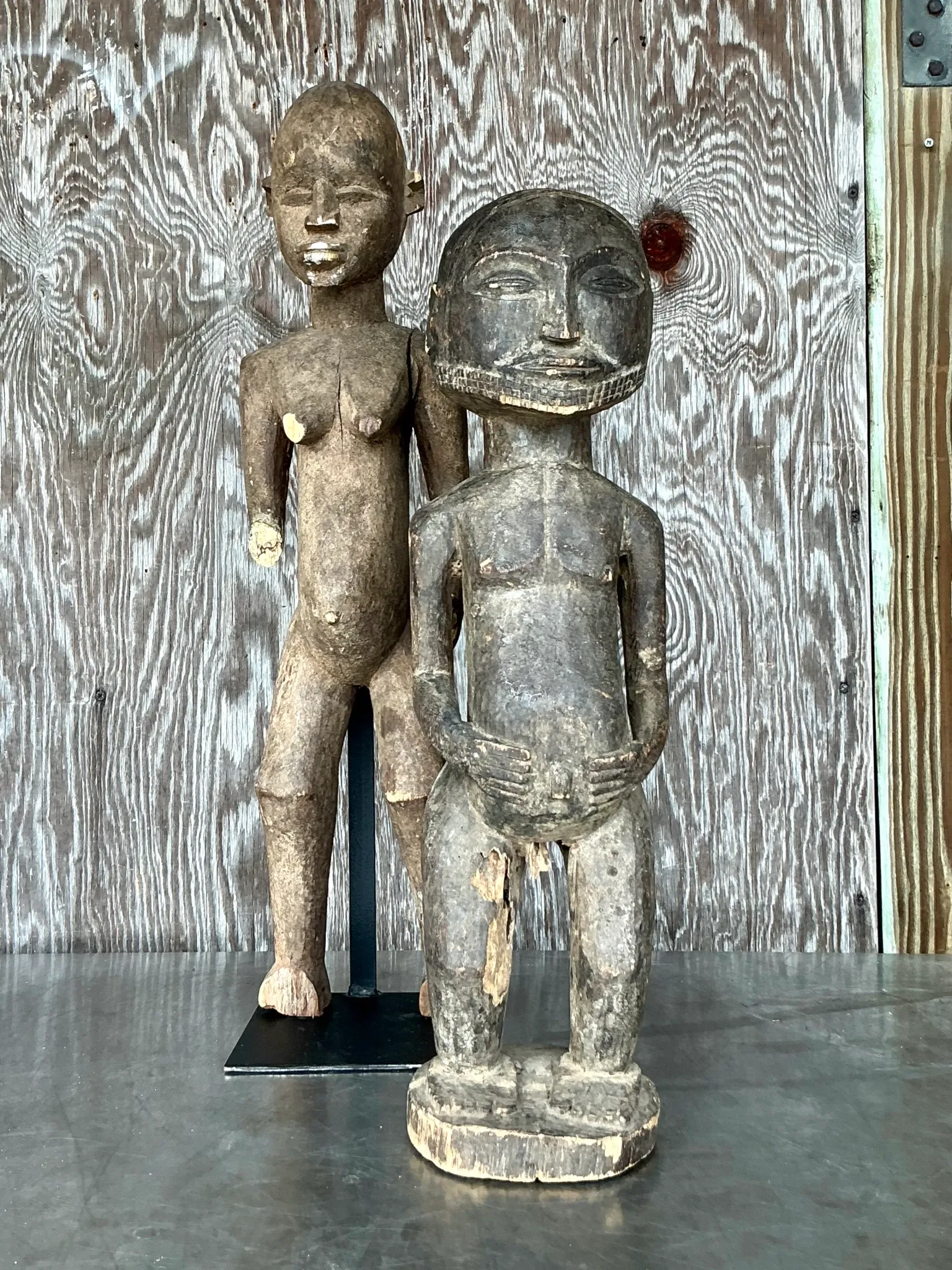 Vintage Boho Tribal African Carved Figures - Set Of 2 — additional photo 1