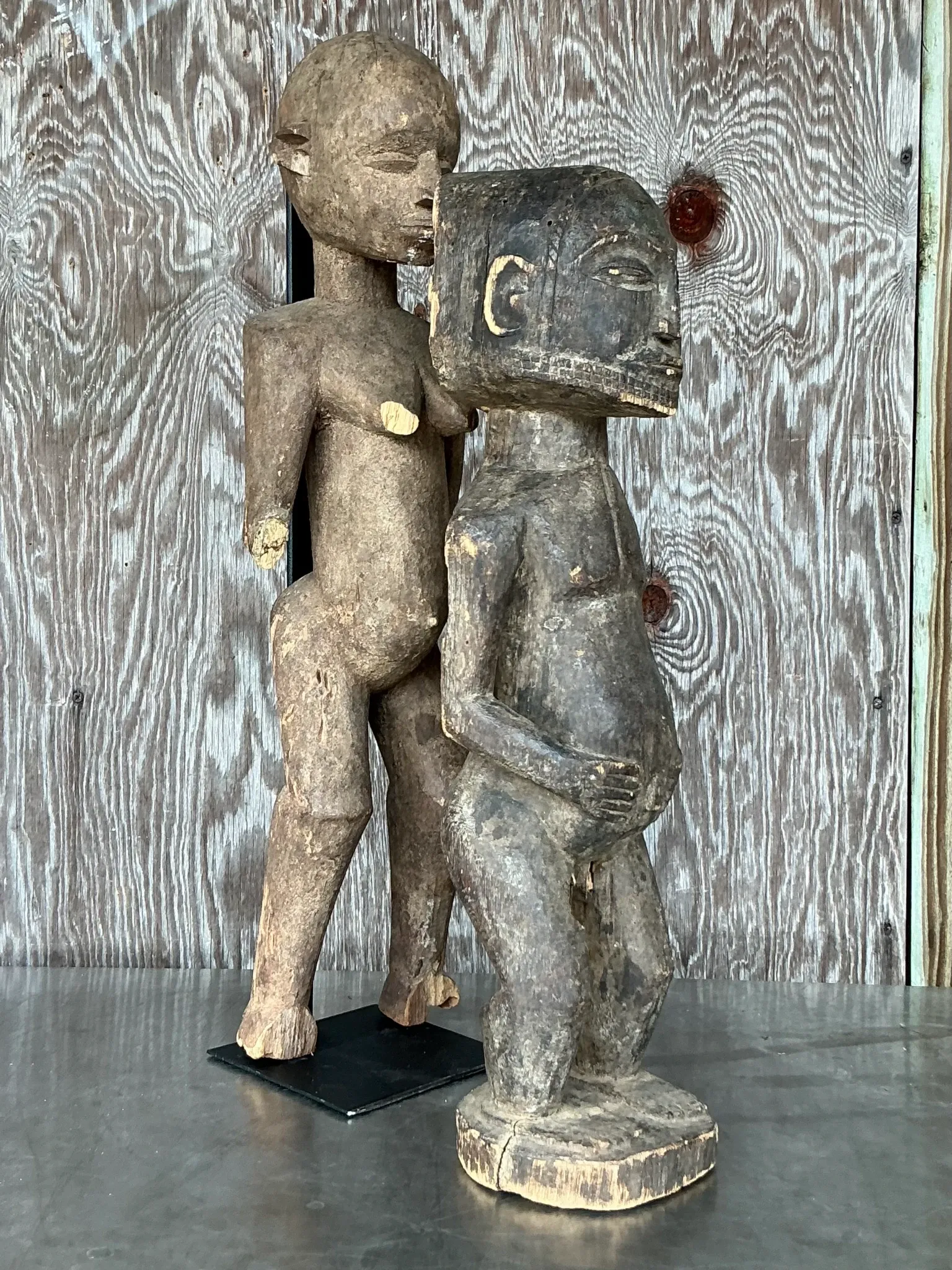Vintage Boho Tribal African Carved Figures - Set Of 2 — additional photo 4