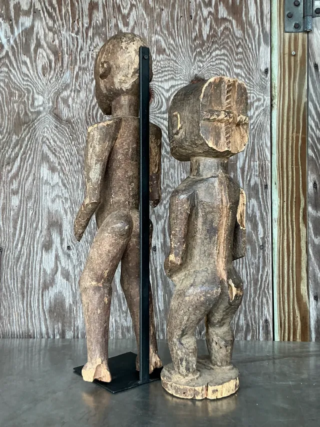 Vintage Boho Tribal African Carved Figures - Set Of 2 — additional photo 2