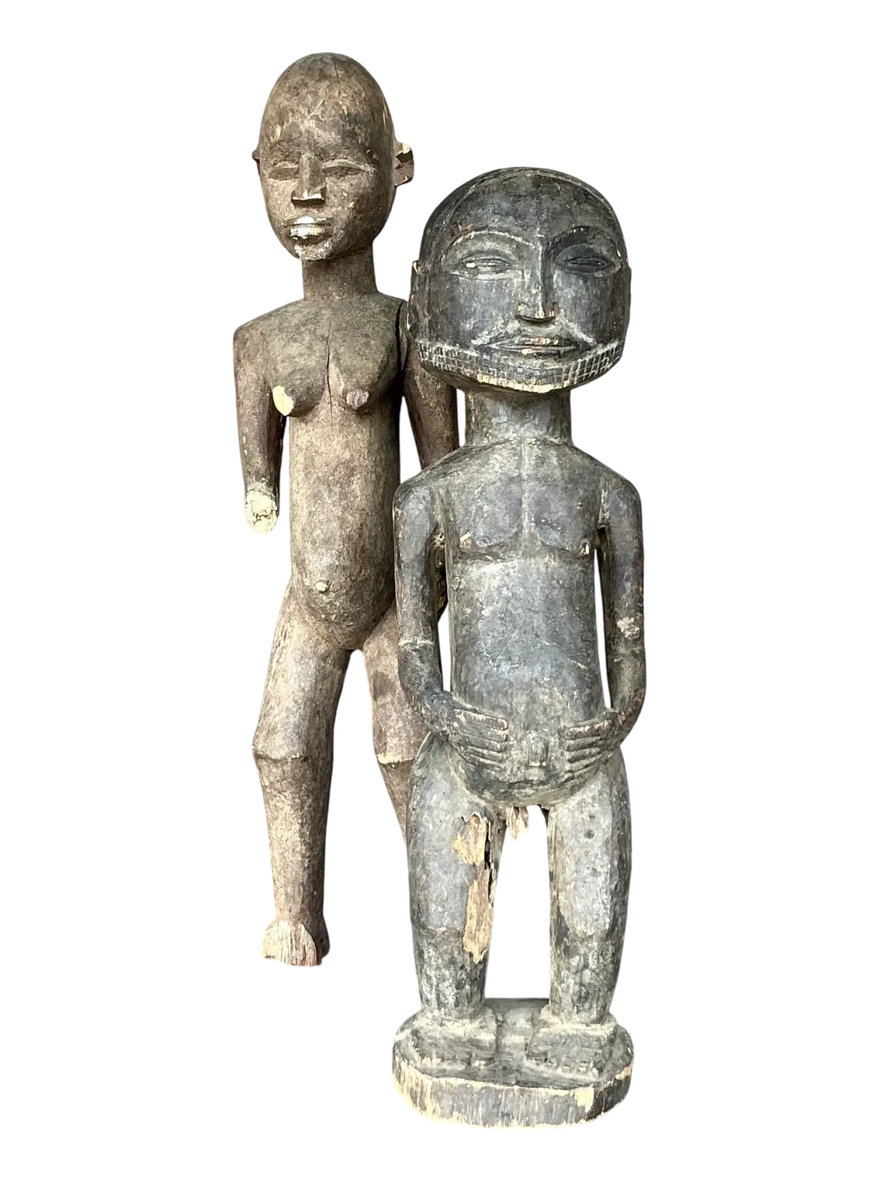 Vintage Boho Tribal African Carved Figures - Set Of 2