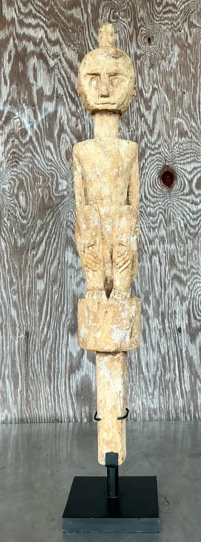 Vintage Boho Tribal African Carved Figure - Wood, 5.75W x 31.75H — additional photo 6