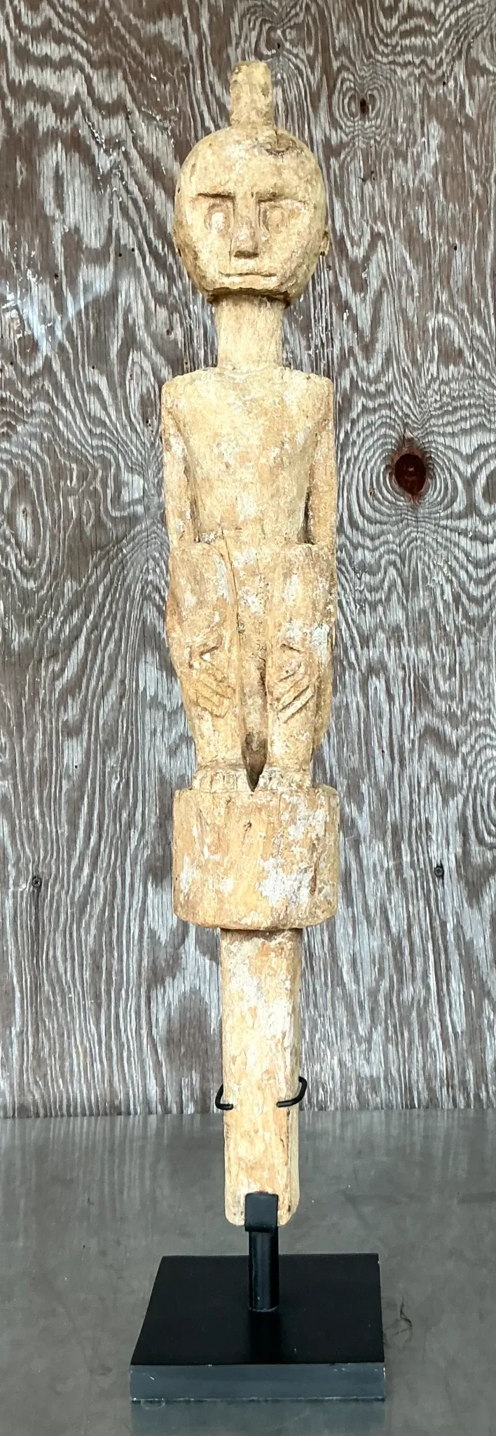 Vintage Boho Tribal African Carved Figure - Wood, 5.75W x 31.75H — additional photo 1