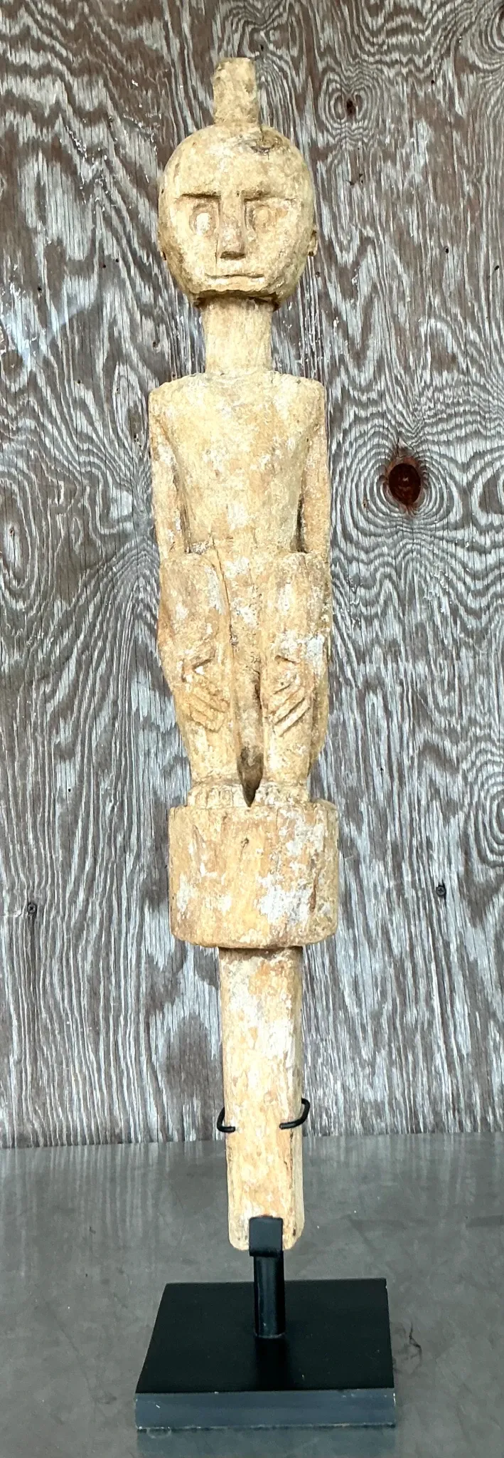 Vintage Boho Tribal African Carved Figure - Wood, 5.75W x 31.75H — additional photo 2