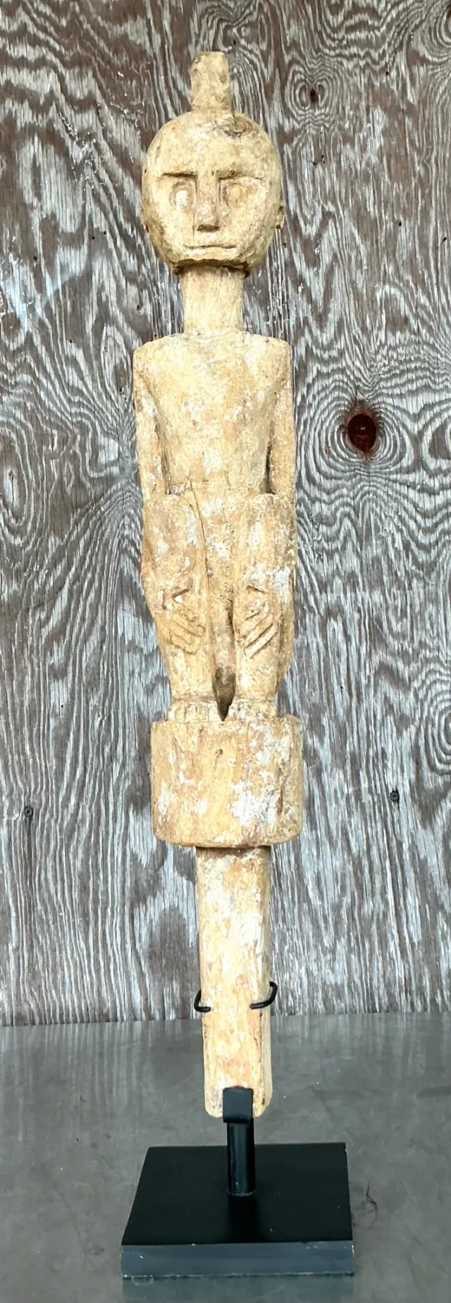 Vintage Boho Tribal African Carved Figure - Wood, 5.75W x 31.75H — additional photo 2