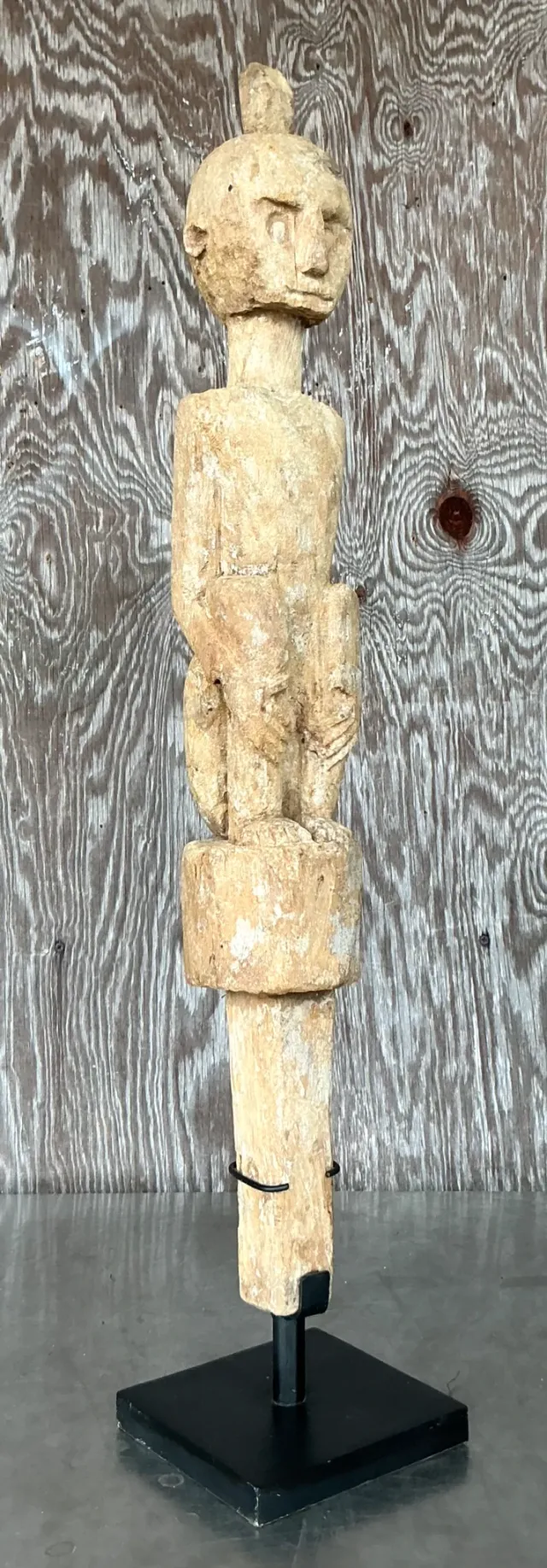 Vintage Boho Tribal African Carved Figure - Wood, 5.75W x 31.75H — additional photo 3
