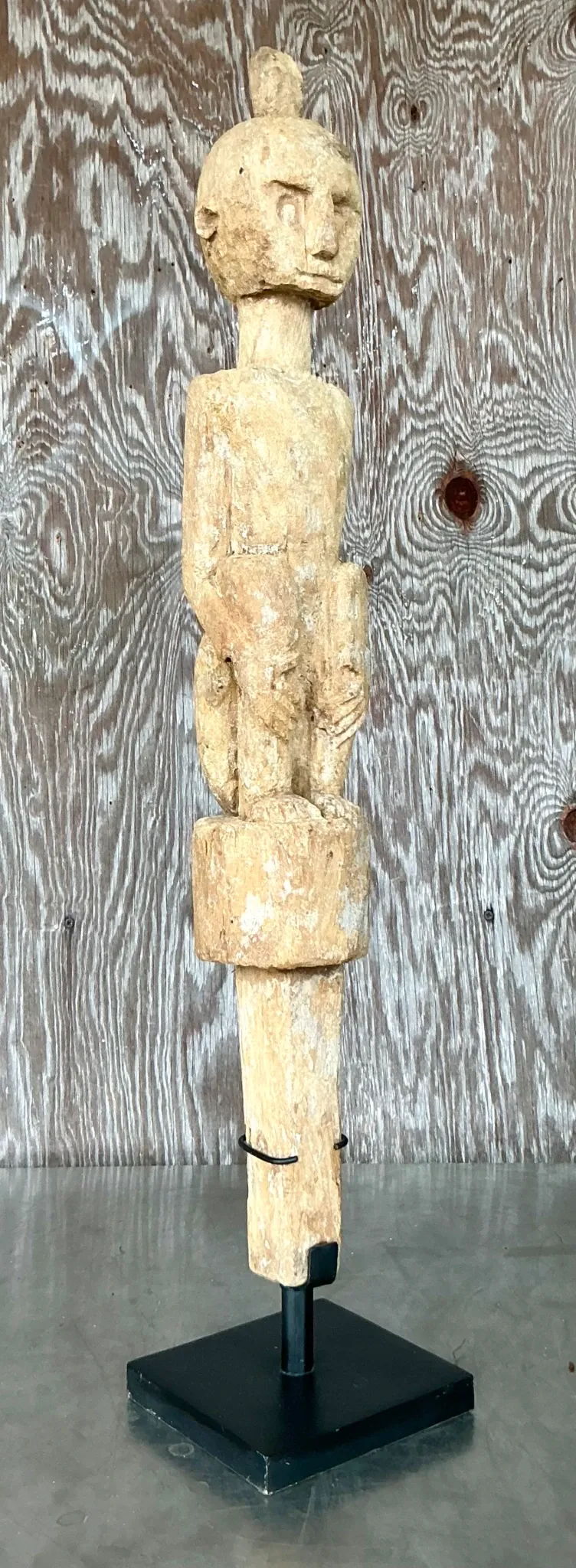 Vintage Boho Tribal African Carved Figure - Wood, 5.75W x 31.75H — additional photo 4