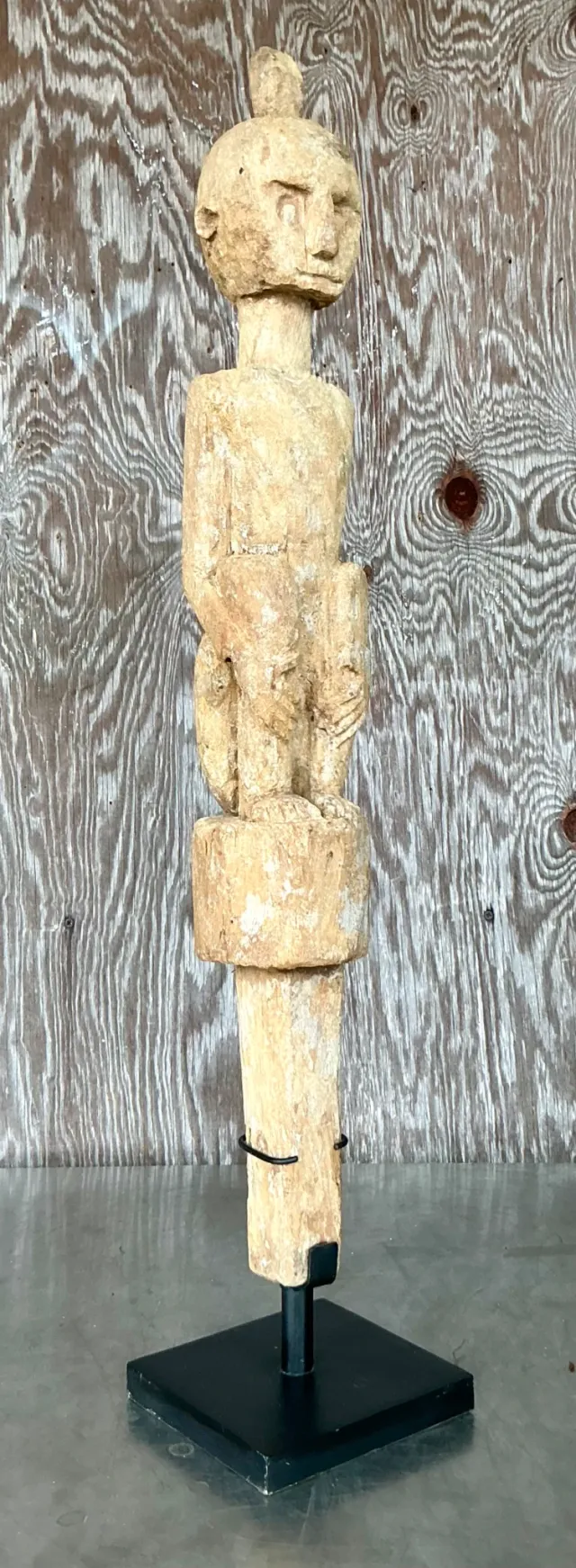 Vintage Boho Tribal African Carved Figure - Wood, 5.75W x 31.75H — additional photo 4