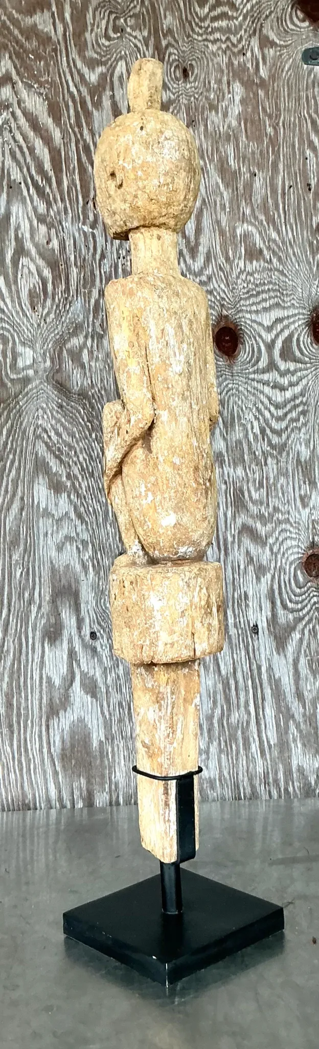 Vintage Boho Tribal African Carved Figure - Wood, 5.75W x 31.75H — additional photo 5