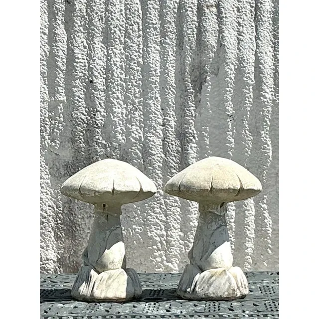 Vintage Boho Cast Stone Mushrooms - A Pair — additional photo 5