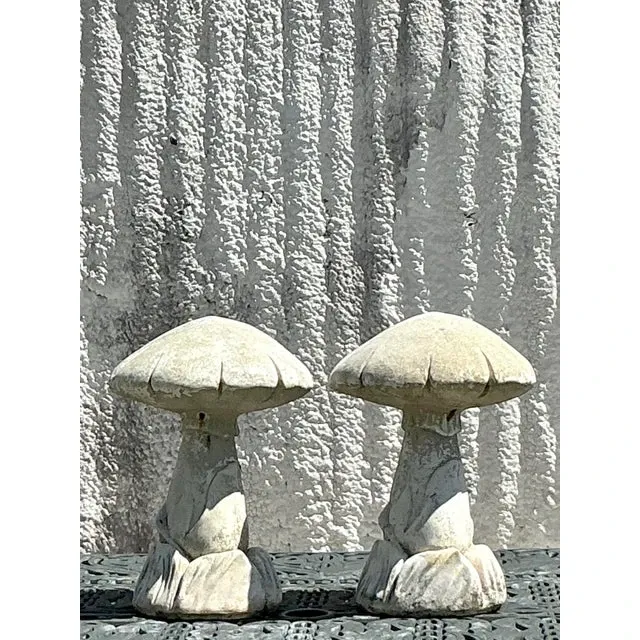 Vintage Boho Cast Stone Mushrooms - A Pair — additional photo 7