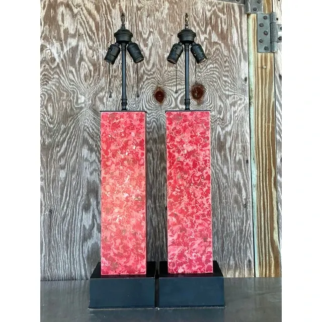 Vintage Boho Faux Marble Lamps - A Pair — additional photo 5