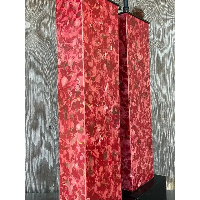 Vintage Boho Faux Marble Lamps - A Pair — additional photo 6