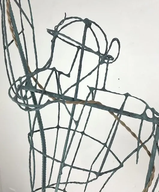 Vintage Monumental Boho Hanging Wire Frame Monkey Lamp — additional photo 5