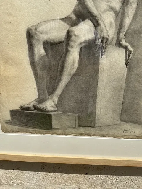 Vintage Boho Original 1920s Pencil Sketch Of Man — additional photo 3