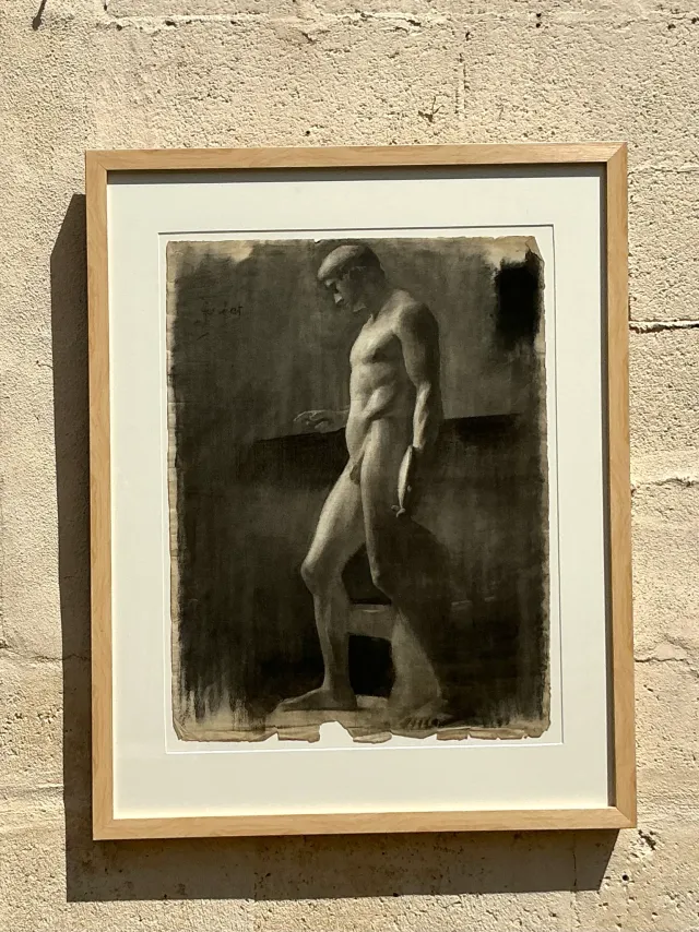 Vintage Boho Original Pencil Sketch Of Man — additional photo 1