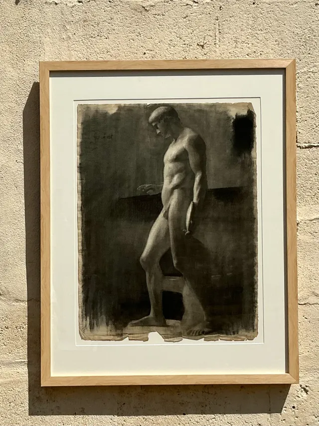 Vintage Boho Original Pencil Sketch Of Man — additional photo 2